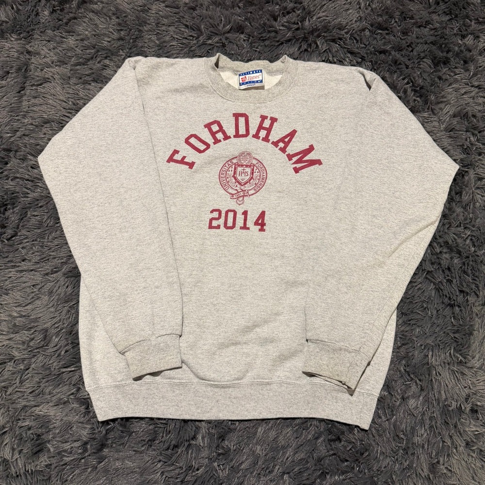 Hanes Fordham University 2014 Sweatshirt Mens small Gray Always a Ram Crewneck